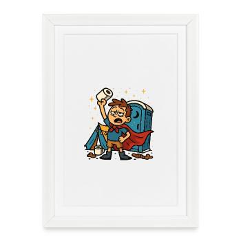 Toilet Roll Festival Toilet Hero WC Daily Struggle - Framed poster (27 × 37 cm) - white - Front