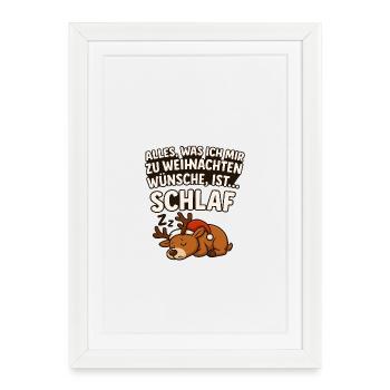 Christmas Cute Reindeer Sleep Cartoon Sweater - Framed poster (27 × 37 cm) - white - Front
