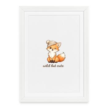 Renard câlin avec chapeau - Affiche encadrée (27 × 37 cm) - blanc - Devant