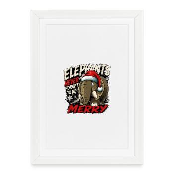 Noël des éléphants jamais oubliés - Affiche encadrée (27 × 37 cm) - blanc - Devant