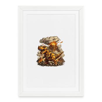 T-Rex de Lave de Feu - Affiche encadrée (27 × 37 cm) - blanc - Devant