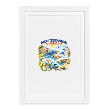 Mediterranean Summer Scooter Côte Bleue - Framed poster (27 × 37 cm) - white - Front