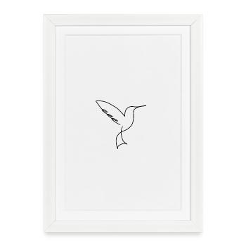 Silhouette de colibri - Simple design naturel - Affiche encadrée (27 × 37 cm) - blanc - Devant