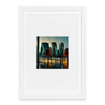 scène urbaine futuriste - Affiche encadrée (27 × 37 cm) - blanc - Devant