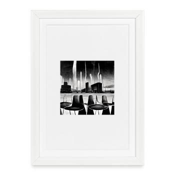 scène urbaine futuriste dans le style des années cinquante - Affiche encadrée (27 × 37 cm) - blanc - Devant