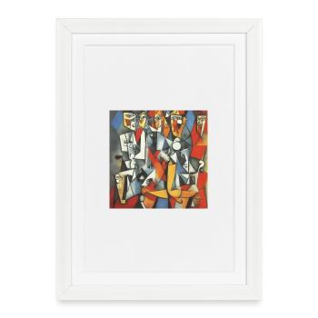 Portrait cubiste : visages et couleurs - Affiche encadrée (27 × 37 cm) - blanc - Devant
