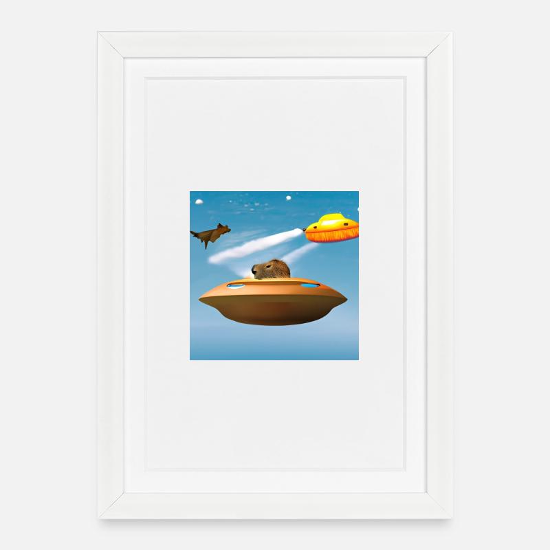 Casquettes d’OVNI - Affiche encadrée (27 × 37 cm) - blanc