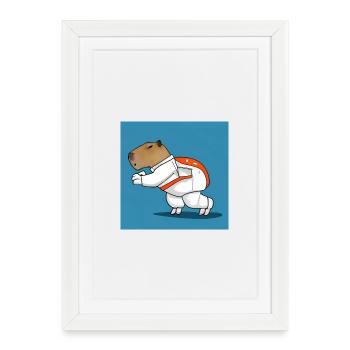 Capybara astronaut - Framed poster (27 × 37 cm) - white - Front