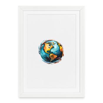 Globe en mouvement - Affiche encadrée (27 × 37 cm) - blanc - Devant