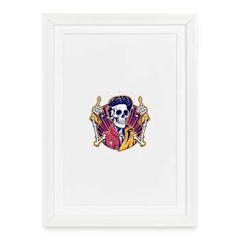 Neon Skull Rockabilly Duel - Framed poster (27 × 37 cm) - white - Front