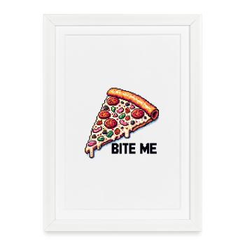 Bite me Pizza - Framed poster (27 × 37 cm) - white - Front