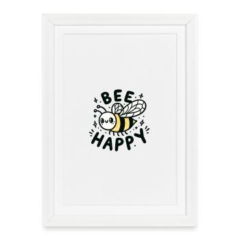 Abeille heureuse - Affiche encadrée (27 × 37 cm) - blanc - Devant