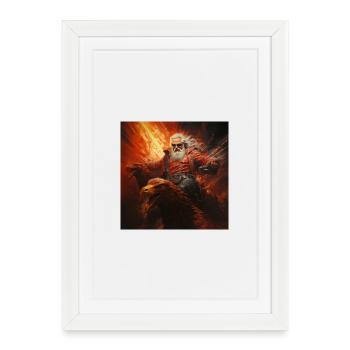 Le Père Noël traverse l’enfer en volant la naissance du diable - Affiche encadrée (27 × 37 cm) - blanc - Devant