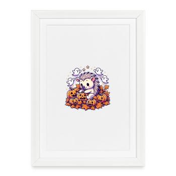 Décor d’Halloween Sweet Pig avec des citrouilles - Affiche encadrée (27 × 37 cm) - blanc - Devant