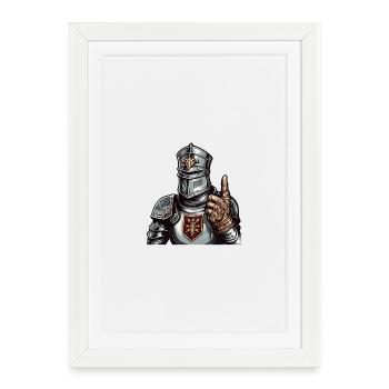 Funny Knight Thumbs Up – Fantasy RPG - Framed poster (27 × 37 cm) - white - Front
