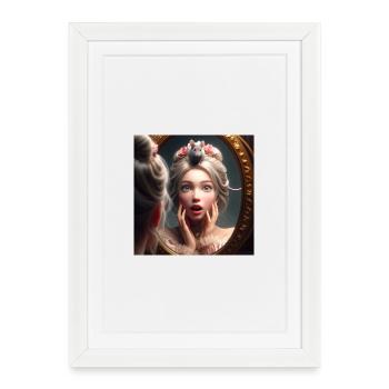 Princess and her reflection with mouse - Framed poster (27 × 37 cm) - white - Front