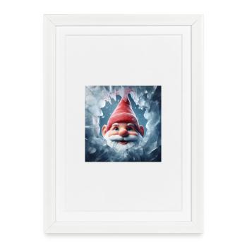 Gnome regardant à travers la glace - Affiche encadrée (27 × 37 cm) - blanc - Devant