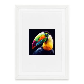 Toucan coloré Polygon Art - Affiche encadrée (27 × 37 cm) - blanc - Devant
