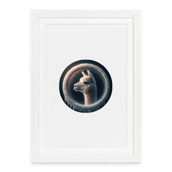 Alpaca looking through windows of ice - Framed poster (27 × 37 cm) - white - Front