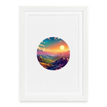 Landscape Colorful Epic Sunset Comic - Framed poster (27 × 37 cm) - white - Front