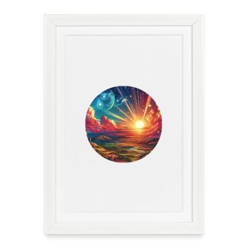 Landscape Colorful Epic Mountains Clouds Comic - Framed poster (27 × 37 cm) - white - Front