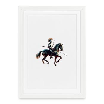 Futuristischer Roboterritter - Gerahmtes Poster (27 × 37 cm) - Weiß - Vorne