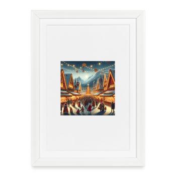 A cozy Christmas market - Framed poster (27 × 37 cm) - white - Front