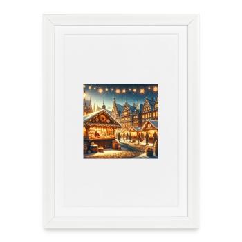 Christmas market - Framed poster (27 × 37 cm) - white - Front