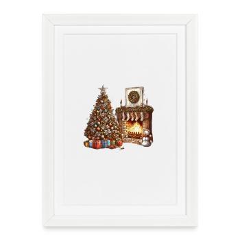 Festive Christmas decoration with Christmas tree - Framed poster (27 × 37 cm) - white - Front