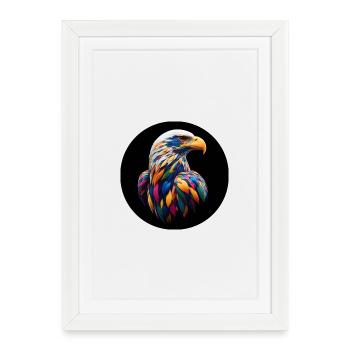 Eagle with colorful feathers - Framed poster (27 × 37 cm) - white - Front