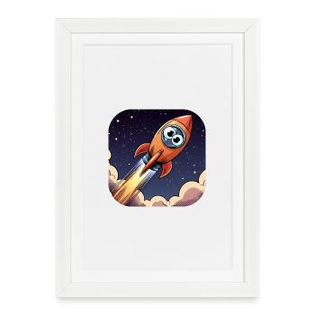 Comic Rocket with Eyes - Framed poster (27 × 37 cm) - white - Front