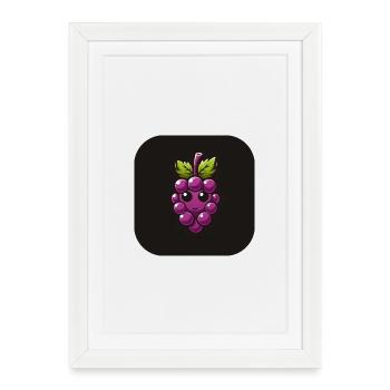 Raisin violet avec visage - Affiche encadrée (27 × 37 cm) - blanc - Devant