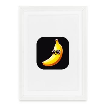 Banana with face and big eyes - Framed poster (27 × 37 cm) - white - Front