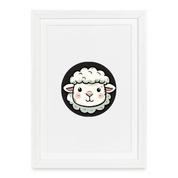 Cute Sheep Head - Framed poster (27 × 37 cm) - white - Front
