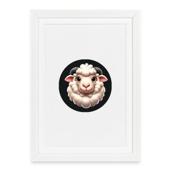 3D Grafik Schaf weiß - Gerahmtes Poster (27 × 37 cm) - Weiß - Vorne