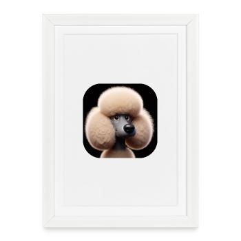 Poodle Dog Head Comic Cartoon Photorealistic - Framed poster (27 × 37 cm) - white - Front