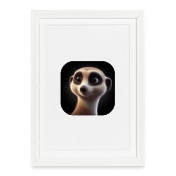 Meerkat head with big eyes animation - Framed poster (27 × 37 cm) - white - Front
