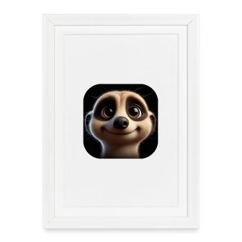 Freundliches Erdmännchen mit großen Augen - Gerahmtes Poster (27 × 37 cm) - Weiß - Vorne