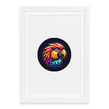 Parrot Macaw Head Colorful Cartoon Comic - Framed poster (27 × 37 cm) - white - Front