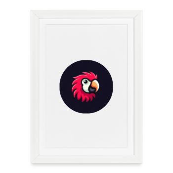 Cute parrot in comic style in red - Framed poster (27 × 37 cm) - white - Front
