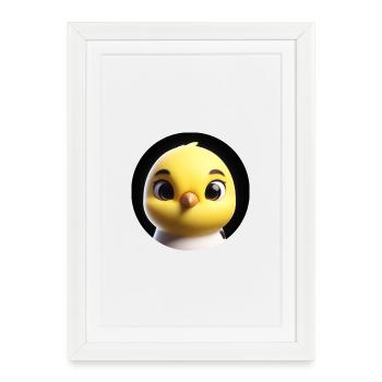Poussins dans le style d’animation - Affiche encadrée (27 × 37 cm) - blanc - Devant