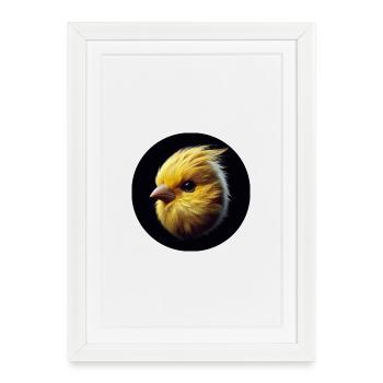 Cute canary photorealistic - Framed poster (27 × 37 cm) - white - Front