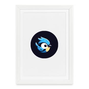 Mignon Dessin Animé Bleu - Affiche encadrée (27 × 37 cm) - blanc - Devant