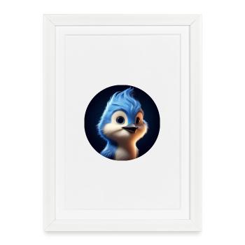 Oiseau bleu dans le style d’animation - Affiche encadrée (27 × 37 cm) - blanc - Devant