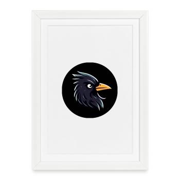 Le corbeau de merle de dessin animé a l’air renfrogné - Affiche encadrée (27 × 37 cm) - blanc - Devant