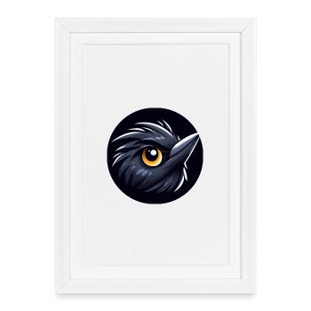 Oiseau merle comique - Affiche encadrée (27 × 37 cm) - blanc - Devant