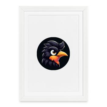 Cooler Rabe im Comic Stil - Gerahmtes Poster (27 × 37 cm) - Weiß - Vorne