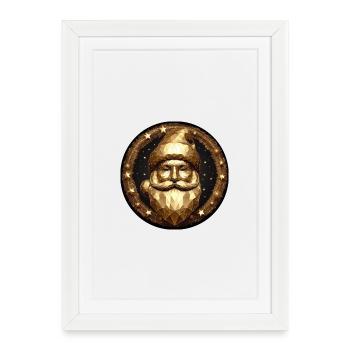 Santa Claus Gold Head - Framed poster (27 × 37 cm) - white - Front