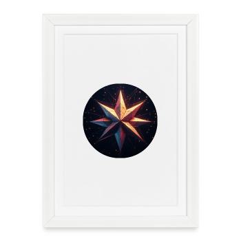 Galaxie d’étoiles colorées - Affiche encadrée (27 × 37 cm) - blanc - Devant