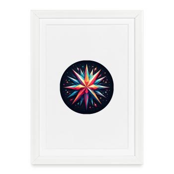 Étoile polygonale colorée - Affiche encadrée (27 × 37 cm) - blanc - Devant
